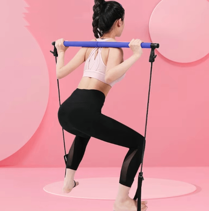 Pilates Squat Resistance Bar with Bands